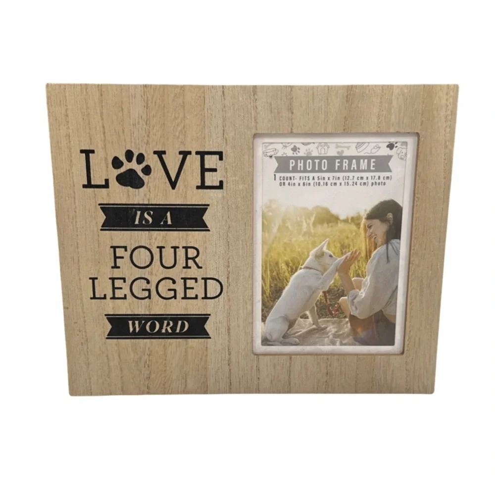 LOVE Is a Four Legged Word Dog Photo Frame 5x7 Wood Decor